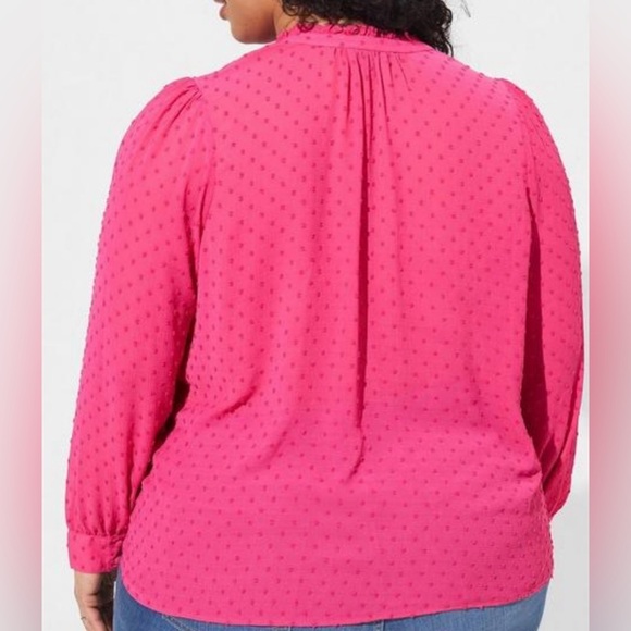 NWT Torrid Women’s Plus Size Chiffon Dot Blouse, Size 2X, Pink - Picture 3 of 7